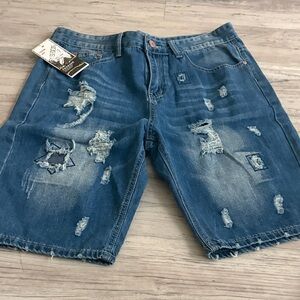Men’s Distressed Paint Splatter Jean Shorts Size 34 new